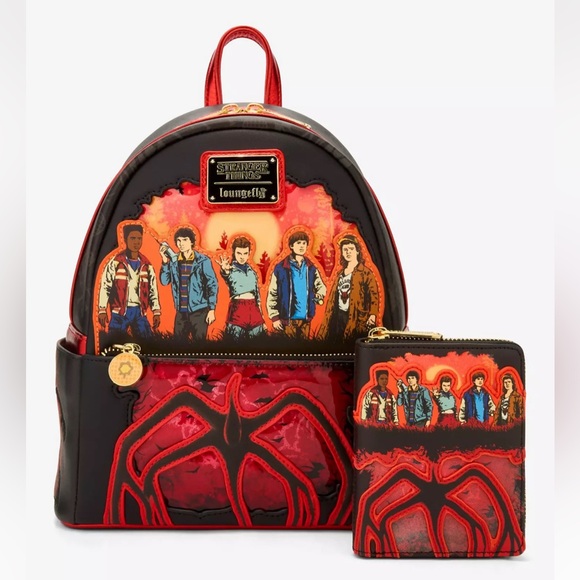 Loungefly Handbags - Loungefly Stranger Things Group Portrait Light-Up Mini Backpack & Wallet